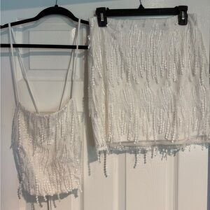Lulu's White Sequin Mini Skirt for Cocktail Nights